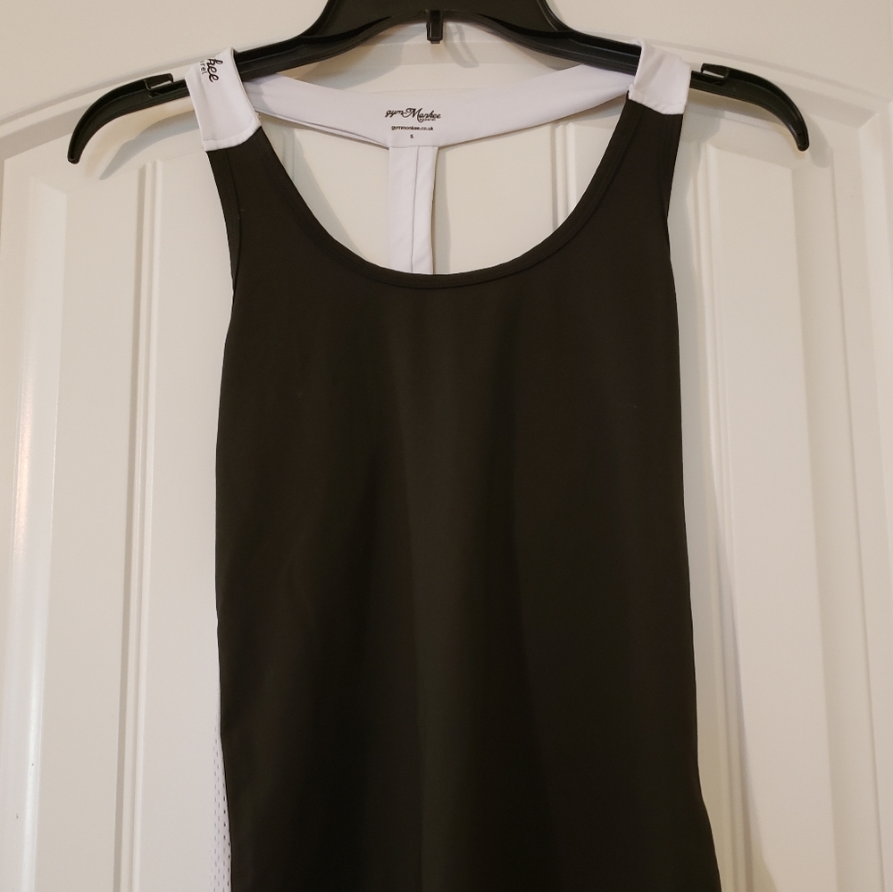 Gym Monkee Ladies Black Mesh Strap Top Sz-S